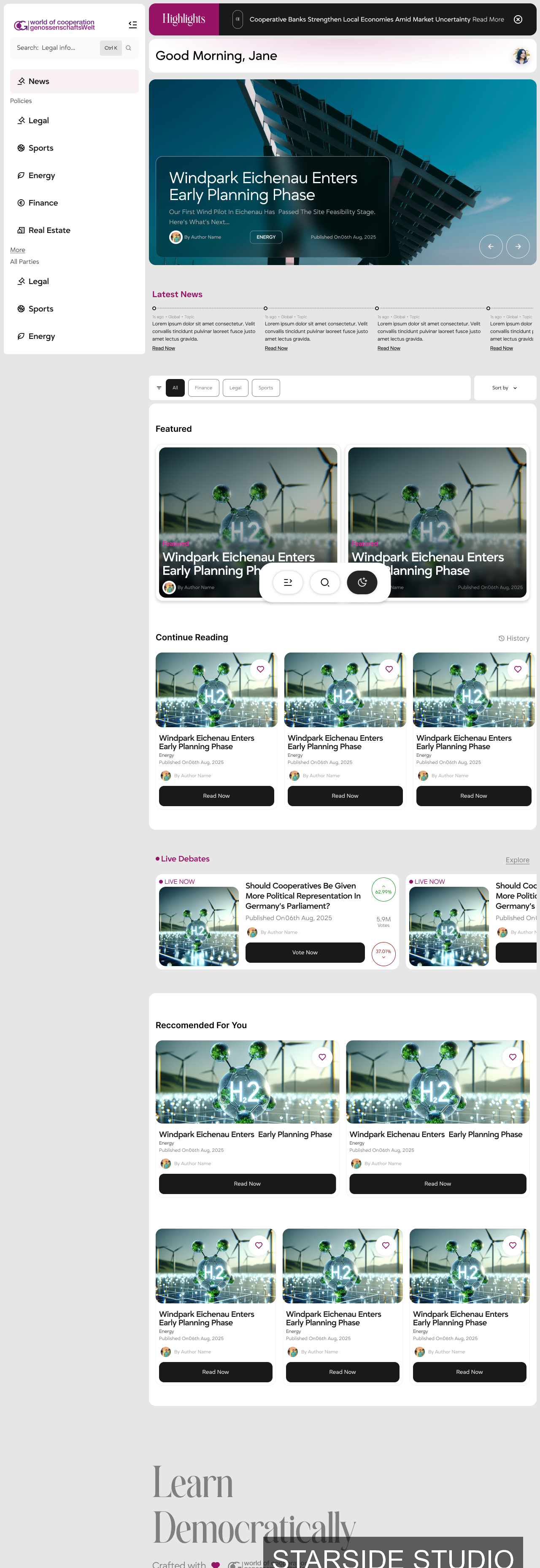 A news Platform for German Cooperatives desktop 1